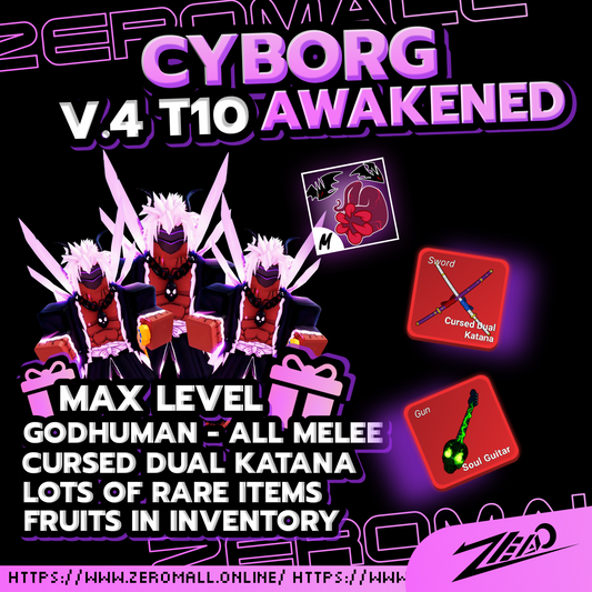 Roblox Blox Fruits Account Race Awakening Cyborg V4 T10 Sanguine Art